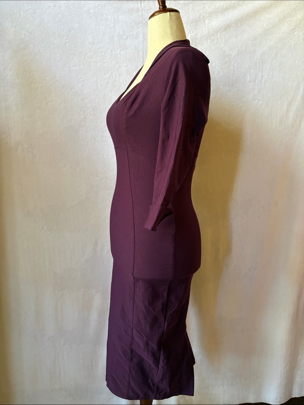 Pinup Couture Lorelei Eggplant/Royal Purple Fitted Midi Dress Size Large - Picture 2 of 12